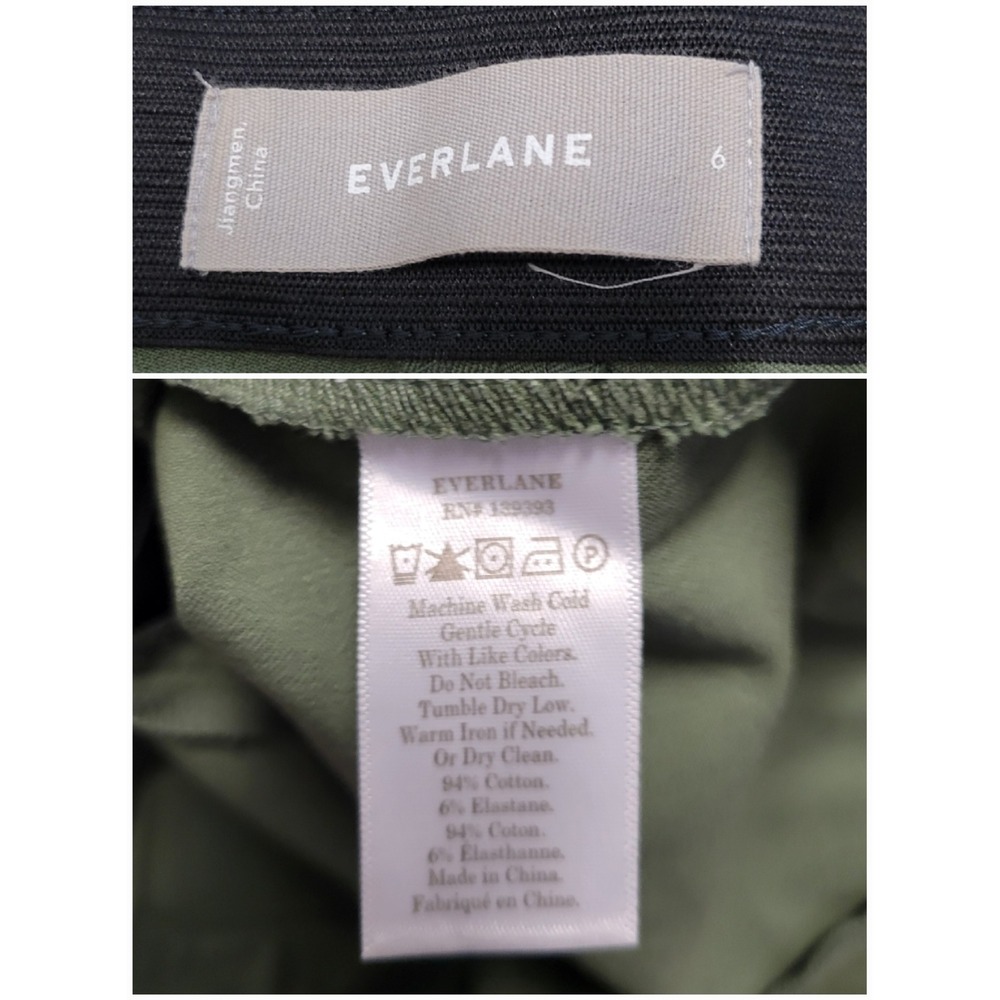 Everlane The Side Zip Stretch Cotton Trousers Sage Green Tapered Leg Pant Size 6 - Picture 5 of 5